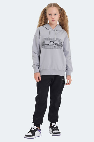 Slazenger LAYO Unisex Çocuk Sweatshirt Taş Gri - Thumbnail