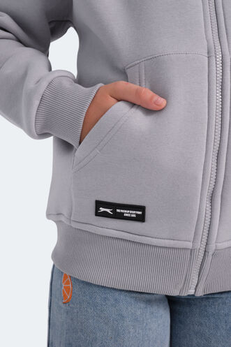 Slazenger LEKAN Unisex Çocuk Sweatshirt Taş Gri - Thumbnail