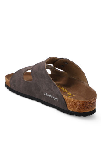 Slazenger LENS Unisex Slippers Brown Nubuck - Thumbnail