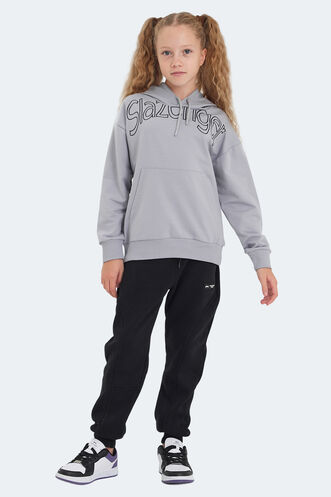 Slazenger LETTO Unisex Çocuk Sweatshirt Taş Gri - Thumbnail