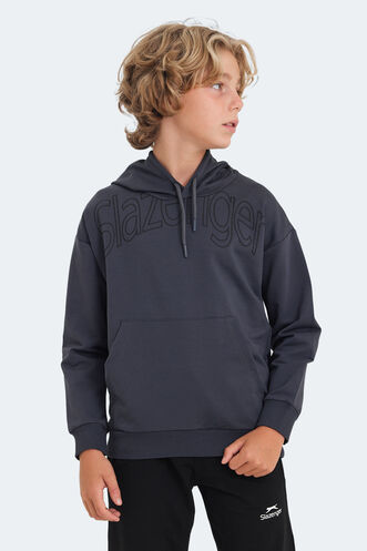 Slazenger LETTO Unisex Kids Sweatshirt Dark Grey - Thumbnail