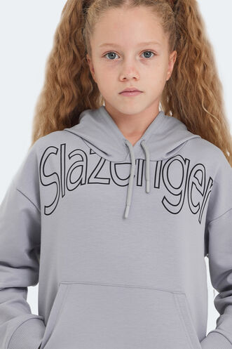 Slazenger LETTO Unisex Kids Sweatshirt Stone Grey - Thumbnail