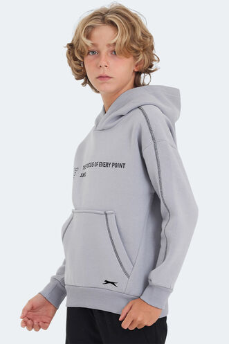 Slazenger LEVON Unisex Kids Sweatshirt Stone Grey - Thumbnail