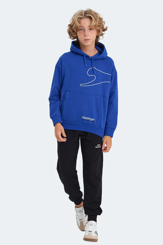 Slazenger LINK Unisex Çocuk Sweatshirt Saks Mavi - Thumbnail