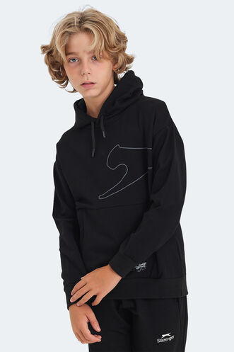 Slazenger LINK Unisex Çocuk Sweatshirt Siyah - Thumbnail