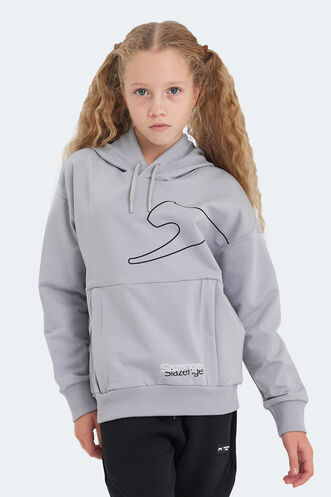 Slazenger LINK Unisex Çocuk Sweatshirt Taş Gri - Thumbnail