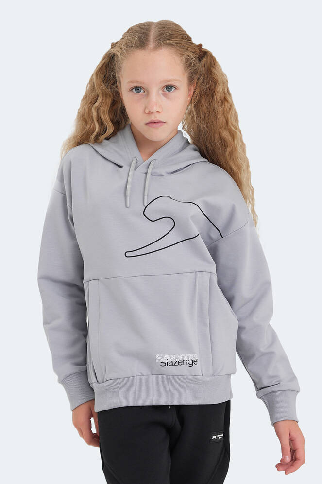 Slazenger LINK Unisex Çocuk Sweatshirt Taş Gri