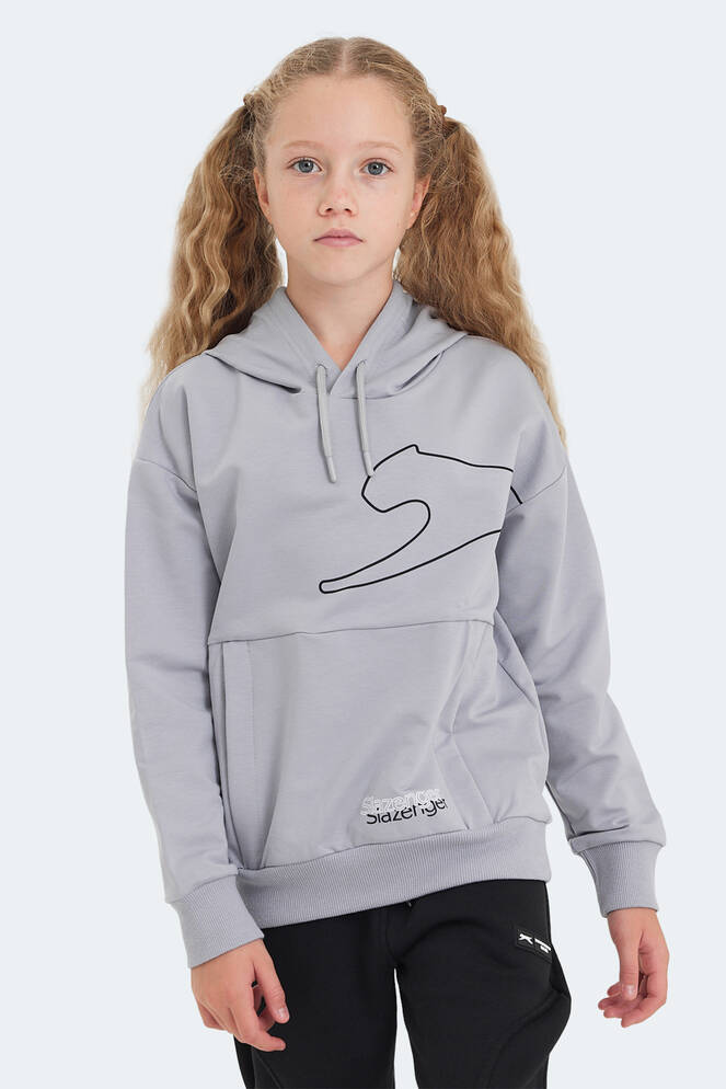 Slazenger LINK Unisex Çocuk Sweatshirt Taş Gri