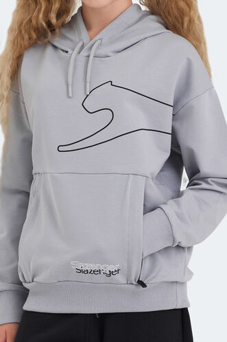 Slazenger LINK Unisex Çocuk Sweatshirt Taş Gri - Thumbnail