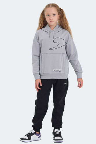 Slazenger LINK Unisex Çocuk Sweatshirt Taş Gri - Thumbnail