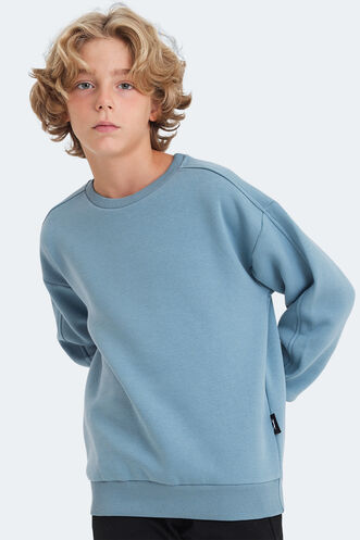 Slazenger LOGAN Unisex Çocuk Sweatshirt Mavi - Thumbnail