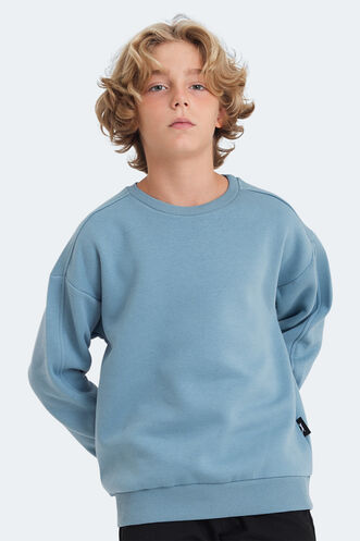 Slazenger LOGAN Unisex Çocuk Sweatshirt Mavi - Thumbnail