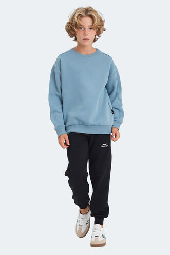 Slazenger LOGAN Unisex Çocuk Sweatshirt Mavi - Thumbnail