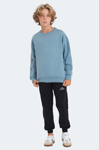 Slazenger LOGAN Unisex Çocuk Sweatshirt Mavi - Thumbnail