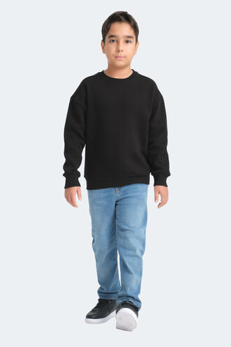 Slazenger LOGAN Unisex Çocuk Sweatshirt Siyah - Thumbnail