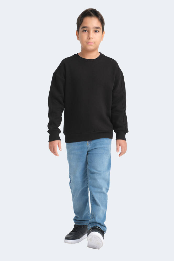 Slazenger LOGAN Unisex Çocuk Sweatshirt Siyah