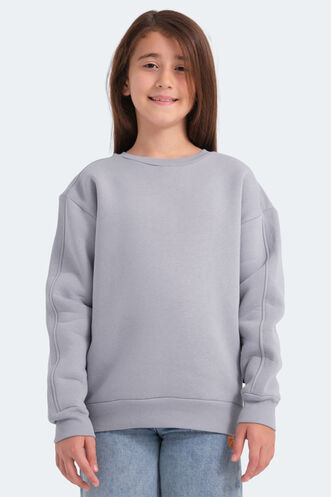 Slazenger LOGAN Unisex Çocuk Sweatshirt Taş Gri - Thumbnail