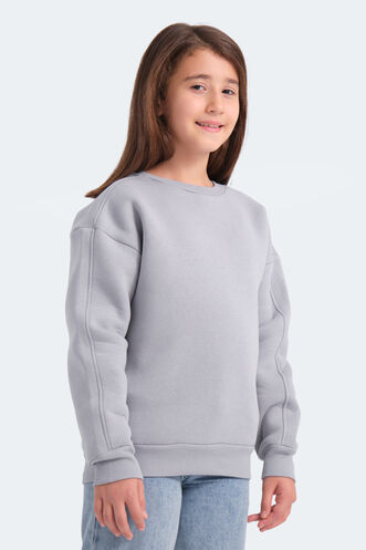 Slazenger LOGAN Unisex Çocuk Sweatshirt Taş Gri - Thumbnail