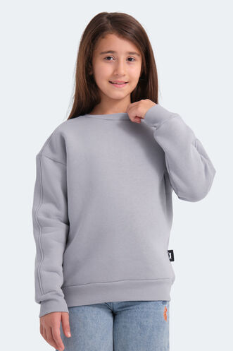 Slazenger LOGAN Unisex Çocuk Sweatshirt Taş Gri - Thumbnail