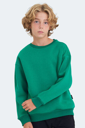 Slazenger LOGAN Unisex Kids Sweatshirt Green - Thumbnail