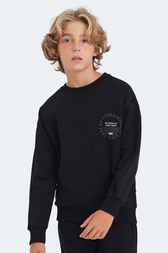 Slazenger LONE Unisex Kids Sweatshirt Black - Thumbnail