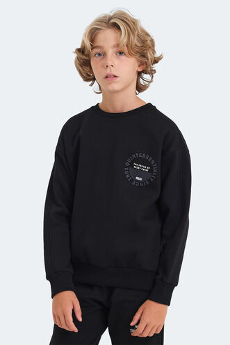 Slazenger LONE Unisex Kids Sweatshirt Black - Thumbnail