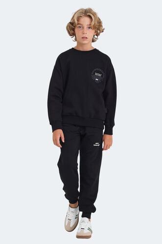 Slazenger LONE Unisex Kids Sweatshirt Black - Thumbnail