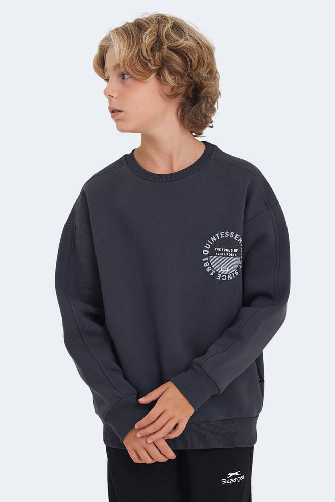 Slazenger LONE Unisex Çocuk Sweatshirt Koyu Gri