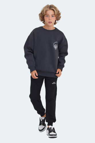 Slazenger LONE Unisex Çocuk Sweatshirt Koyu Gri - Thumbnail