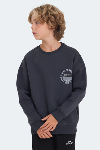 Slazenger LONE Unisex Kids Sweatshirt Dark Grey - Thumbnail