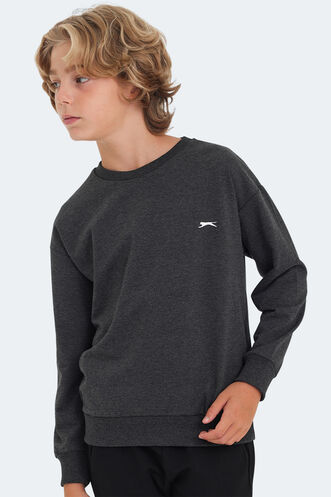 Slazenger LUPPA Unisex Çocuk Sweatshirt Koyu Gri - Thumbnail