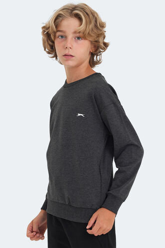 Slazenger LUPPA Unisex Çocuk Sweatshirt Koyu Gri - Thumbnail