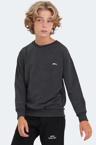 Slazenger LUPPA Unisex Çocuk Sweatshirt Koyu Gri - Thumbnail