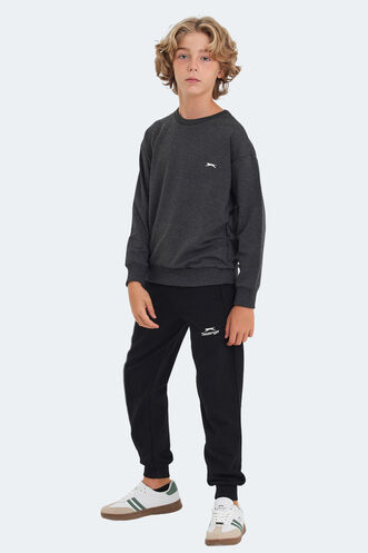 Slazenger LUPPA Unisex Çocuk Sweatshirt Koyu Gri - Thumbnail