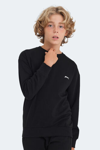 Slazenger LUPPA Unisex Çocuk Sweatshirt Siyah - Thumbnail