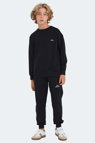 Slazenger LUPPA Unisex Çocuk Sweatshirt Siyah - Thumbnail