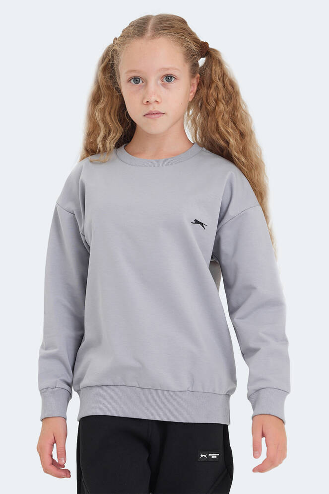 Slazenger LUPPA Unisex Çocuk Sweatshirt Taş Gri