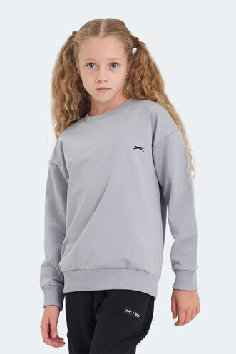 Slazenger LUPPA Unisex Çocuk Sweatshirt Taş Gri - Thumbnail