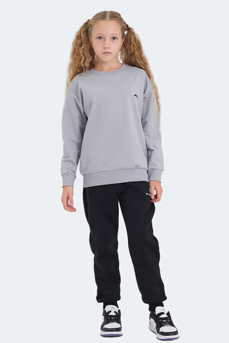 Slazenger LUPPA Unisex Çocuk Sweatshirt Taş Gri - Thumbnail