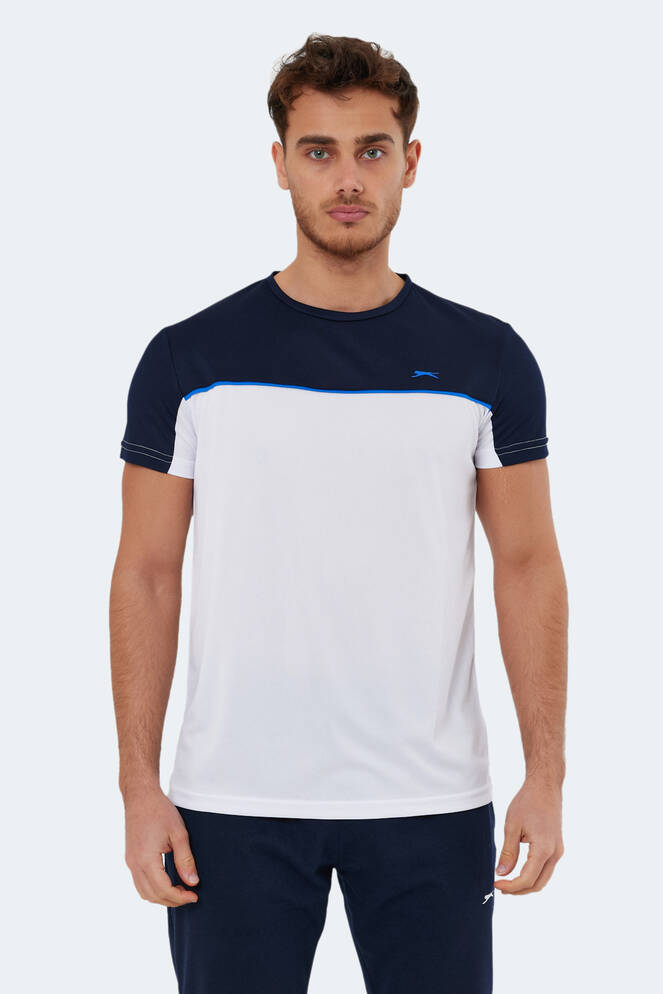 Slazenger OBSERVE Erkek Kısa Kollu T-Shirt Beyaz - Lacivert