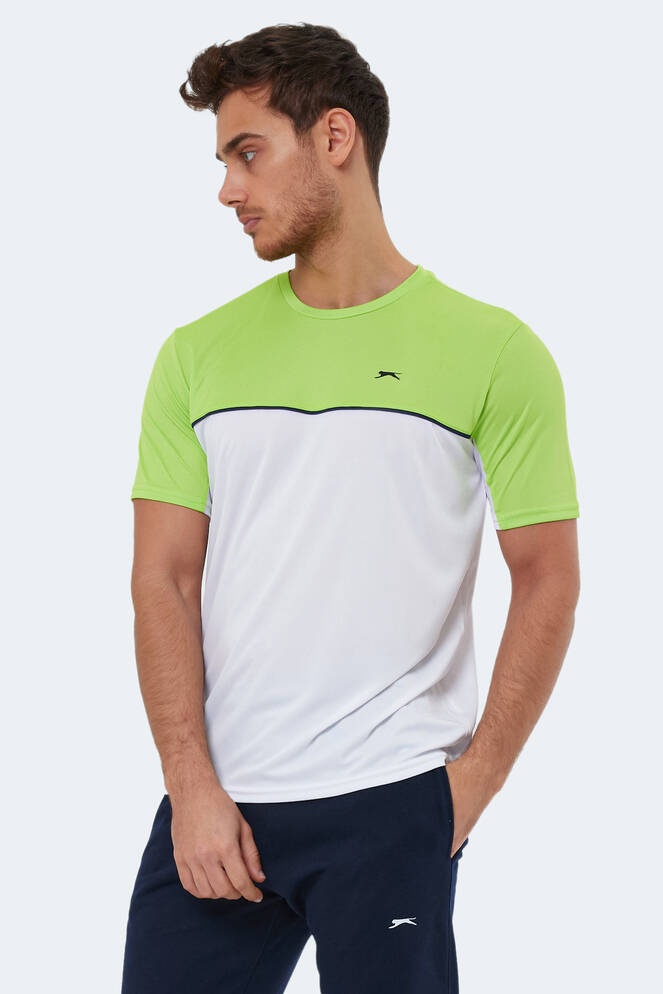 Slazenger OBSERVE Erkek Kısa Kollu T-Shirt Beyaz - Yeşil