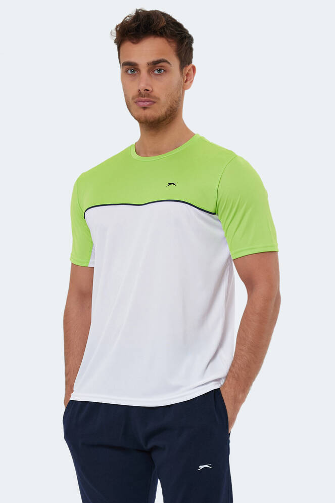 Slazenger OBSERVE Erkek Kısa Kollu T-Shirt Beyaz - Yeşil