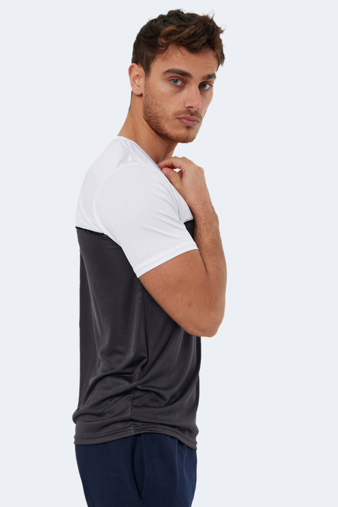 Slazenger OBSERVE Erkek Kısa Kollu T-Shirt Koyu Gri - Beyaz