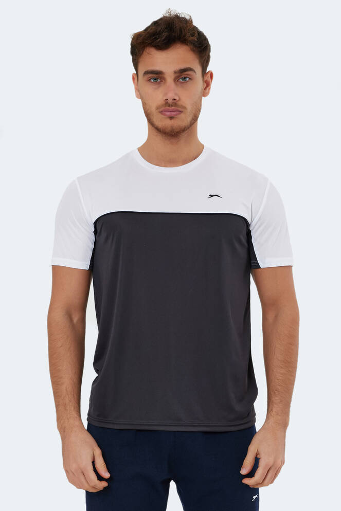 Slazenger OBSERVE Erkek Kısa Kollu T-Shirt Koyu Gri - Beyaz