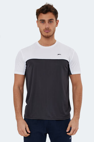 Slazenger - Slazenger OBSERVE Erkek Kısa Kollu T-Shirt Koyu Gri - Beyaz