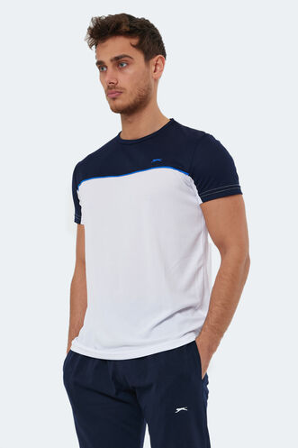 Slazenger OBSERVE Men's Short Sleeve T-Shirt White - Navy - Thumbnail