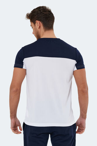 Slazenger OBSERVE Men's Short Sleeve T-Shirt White - Navy - Thumbnail