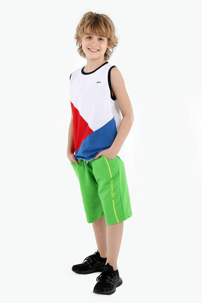 Slazenger PANKAJA Boys' Sleeveless T-Shirt White - Sax Blue