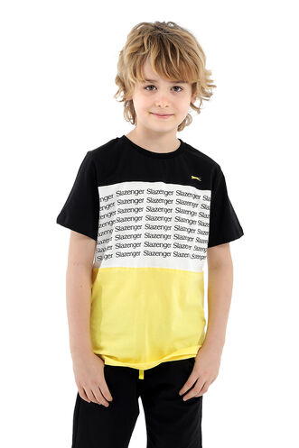 Slazenger - Slazenger PARS Boys Short Sleeve T-Shirt Black - Yellow