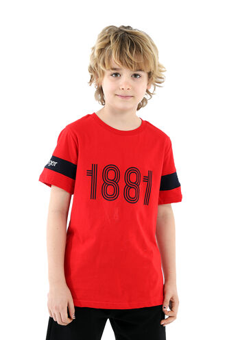 Slazenger PASSANG Boys Short Sleeve T-Shirt Red - Thumbnail